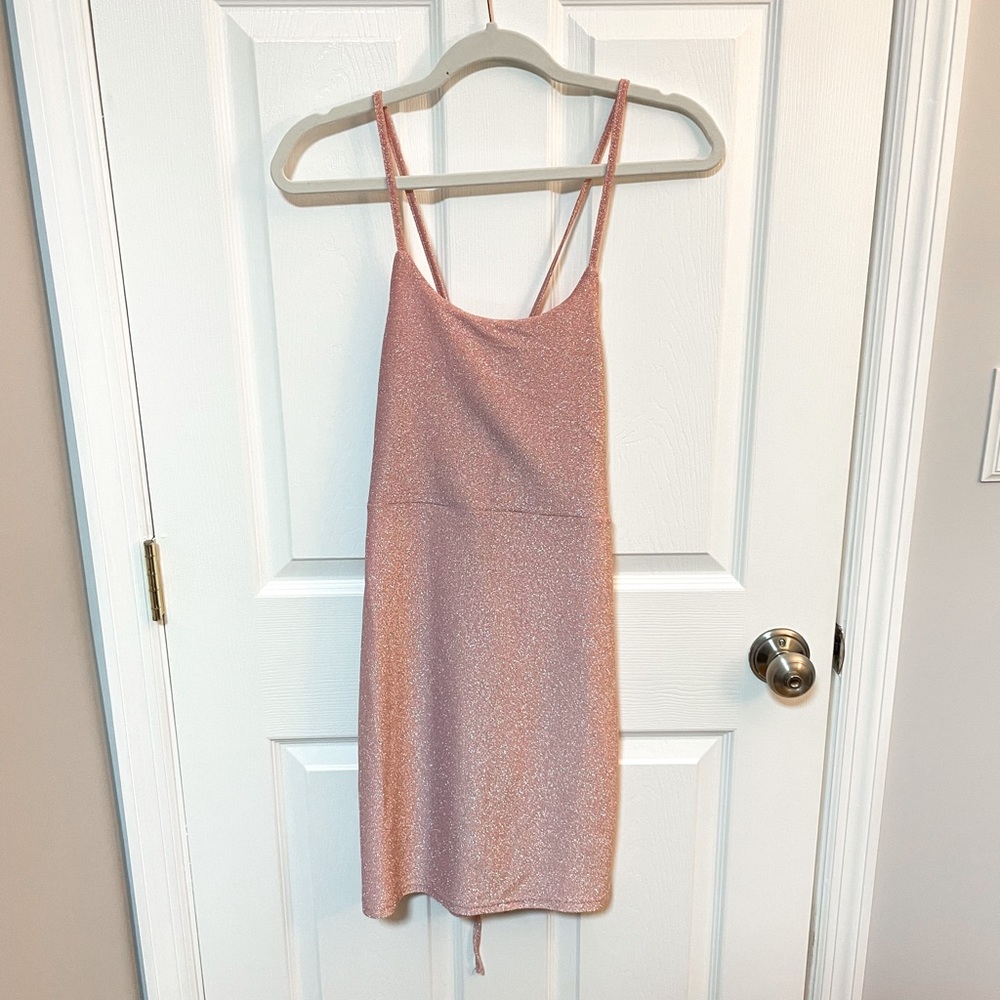 Women's Light Pink Glitter Mini Dress